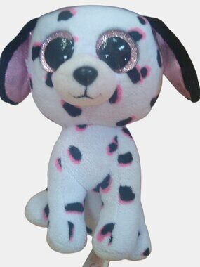 TY BEANNIE BOO GEORGIA BLACK WHITE & PINK DALMATIAN DOG